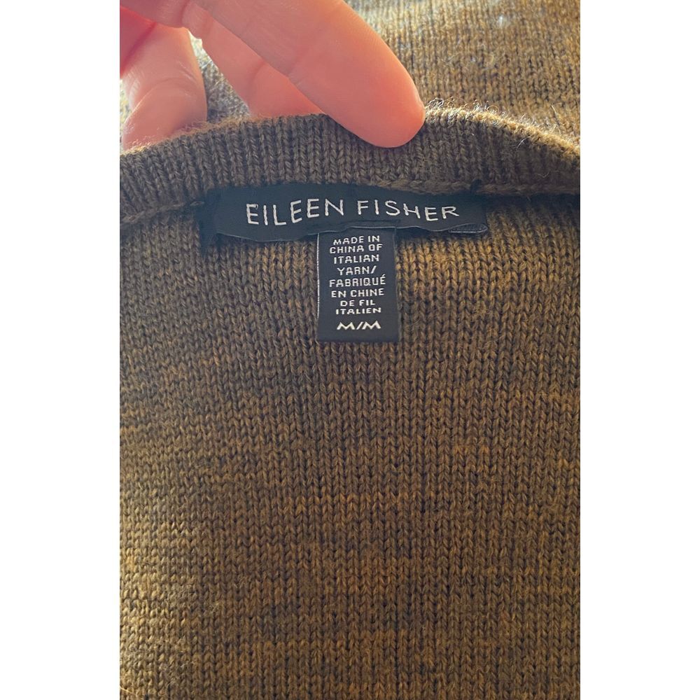 Eileen Fisher Medium Side Tie Tunic Olive Green Mustard Loose Flowy Sweater - Picture 7 of 9